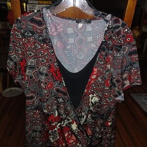 Dynamite Red and Black Paisley Blouse
